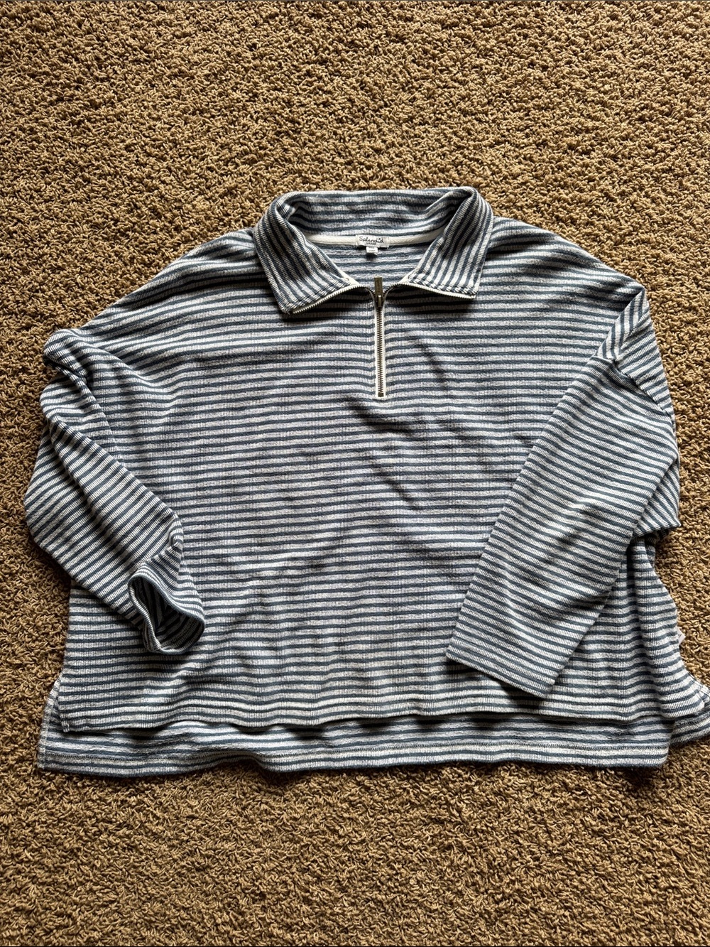 Splendid Navy & White Striped Half-Zip Pullover